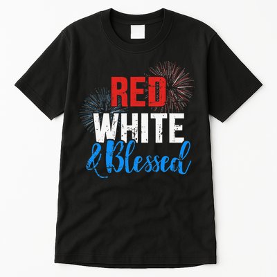 Red white blessed for Independence day on 4th of July Tall T-Shirt