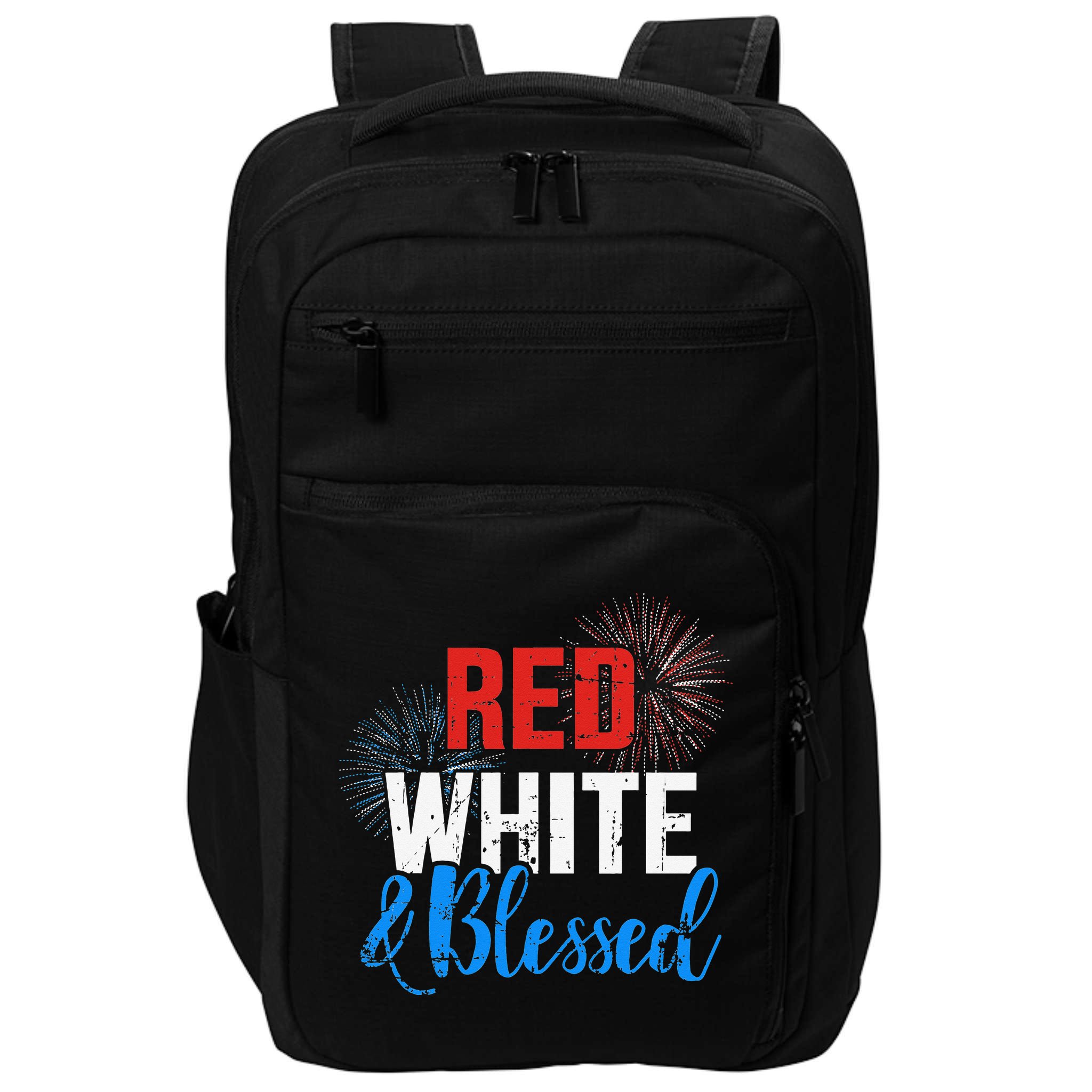 Red white blessed for Independence day on 4th of July Impact Tech Backpack