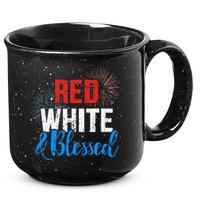 Red white blessed for Independence day on 4th of July 15oz Campfire Ceramic Mug