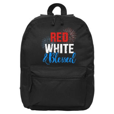 Red white blessed for Independence day on 4th of July 16 in Basic Backpack