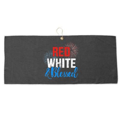 Red white blessed for Independence day on 4th of July Large Microfiber Waffle Golf Towel