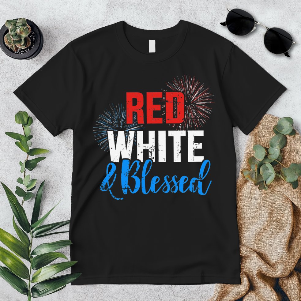 Red white blessed for Independence day on 4th of July Premium T-Shirt