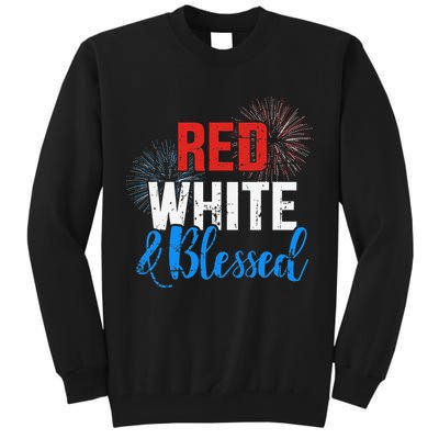 Red white blessed for Independence day on 4th of July Tall Sweatshirt