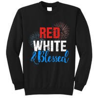 Red white blessed for Independence day on 4th of July Tall Sweatshirt