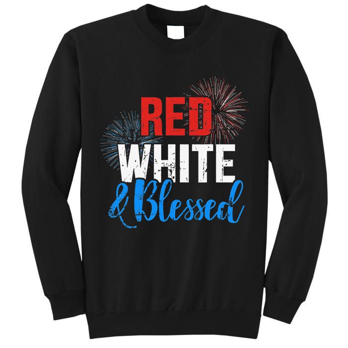 Red white blessed for Independence day on 4th of July Tall Sweatshirt