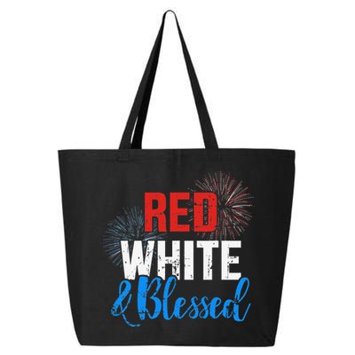 Red white blessed for Independence day on 4th of July 25L Jumbo Tote