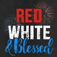 Red white blessed for Independence day on 4th of July 25L Jumbo Tote