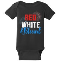 Red white blessed for Independence day on 4th of July Baby Bodysuit