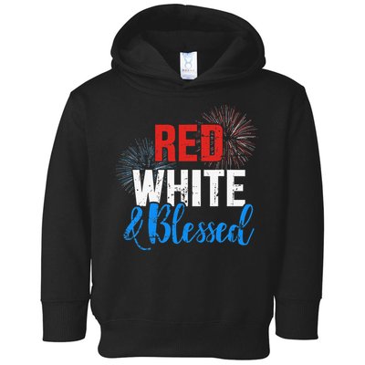 Red white blessed for Independence day on 4th of July Toddler Hoodie