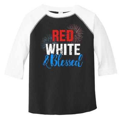 Red white blessed for Independence day on 4th of July Toddler Fine Jersey T-Shirt