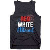 Red white blessed for Independence day on 4th of July Tank Top