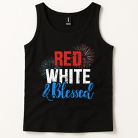 Red white blessed for Independence day on 4th of July Tank Top