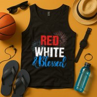 Red white blessed for Independence day on 4th of July Tank Top