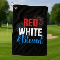 Red white blessed for Independence day on 4th of July Golf Towel