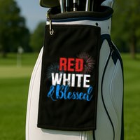 Red white blessed for Independence day on 4th of July Golf Towel