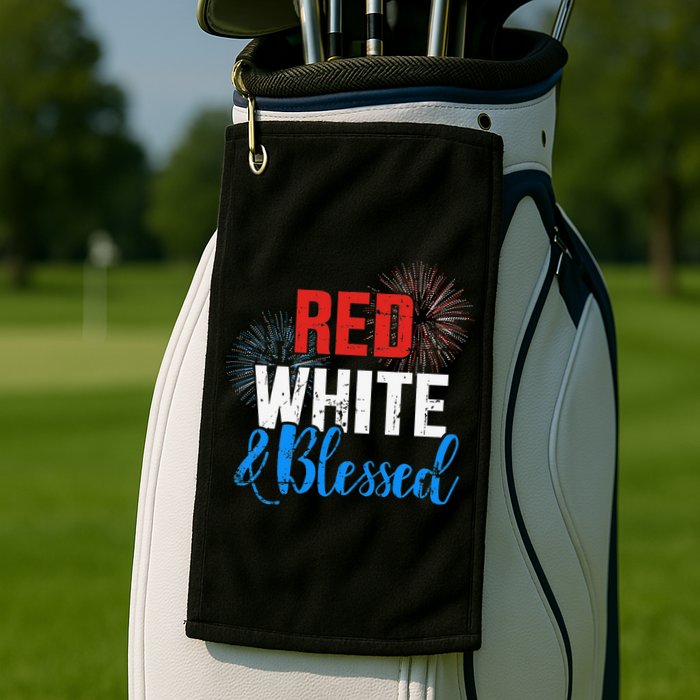 Red white blessed for Independence day on 4th of July Golf Towel