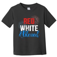 Red white blessed for Independence day on 4th of July Toddler T-Shirt