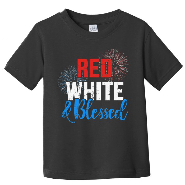 Red white blessed for Independence day on 4th of July Toddler T-Shirt