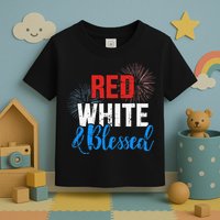 Red white blessed for Independence day on 4th of July Toddler T-Shirt