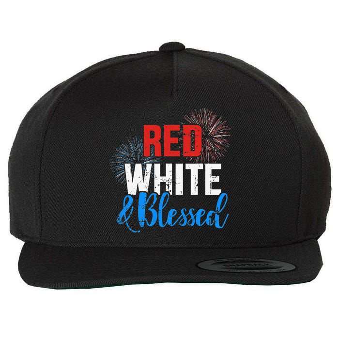 Red white blessed for Independence day on 4th of July Wool Snapback Cap