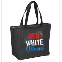 Red white blessed for Independence day on 4th of July Zip Tote Bag