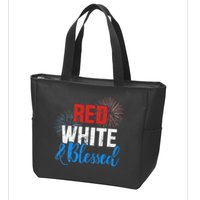 Red white blessed for Independence day on 4th of July Zip Tote Bag