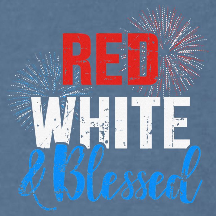 Red white blessed for Independence day on 4th of July Garment-Dyed Sweatshirt