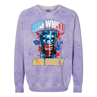 Red White & Boozy Patriotic American Whiskey Drinker Alcohol Colorblast Crewneck Sweatshirt