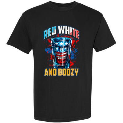 Red White & Boozy Patriotic American Whiskey Drinker Alcohol Garment-Dyed Heavyweight T-Shirt