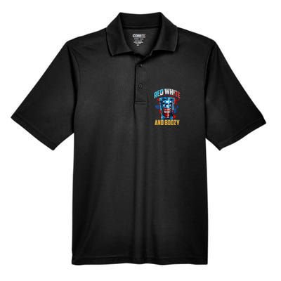 Red White & Boozy Patriotic American Whiskey Drinker Alcohol Men's Origin Performance Pique Polo