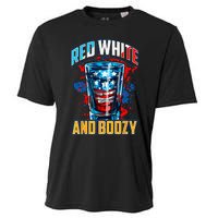 Red White & Boozy Patriotic American Whiskey Drinker Alcohol Cooling Performance Crew T-Shirt