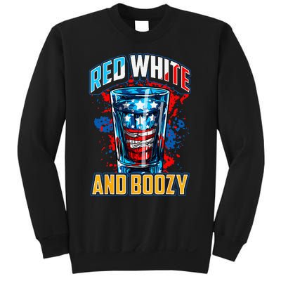 Red White & Boozy Patriotic American Whiskey Drinker Alcohol Sweatshirt