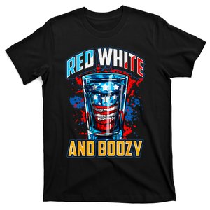 Red White & Boozy Patriotic American Whiskey Drinker Alcohol T-Shirt