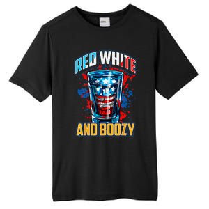 Red White & Boozy Patriotic American Whiskey Drinker Alcohol Tall Fusion ChromaSoft Performance T-Shirt