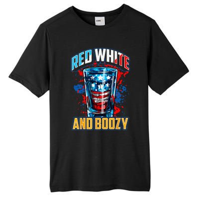 Red White & Boozy Patriotic American Whiskey Drinker Alcohol Tall Fusion ChromaSoft Performance T-Shirt