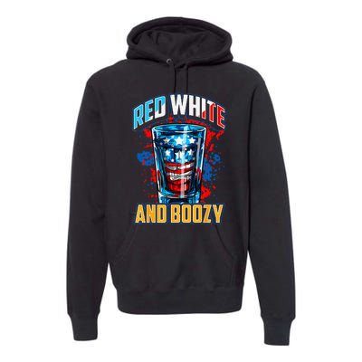 Red White & Boozy Patriotic American Whiskey Drinker Alcohol Premium Hoodie