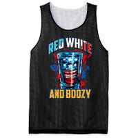 Red White & Boozy Patriotic American Whiskey Drinker Alcohol Mesh Reversible Basketball Jersey Tank