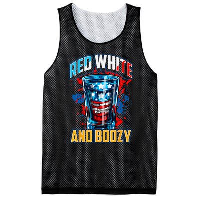 Red White & Boozy Patriotic American Whiskey Drinker Alcohol Mesh Reversible Basketball Jersey Tank