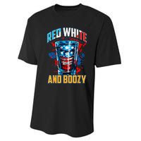 Red White & Boozy Patriotic American Whiskey Drinker Alcohol Performance Sprint T-Shirt