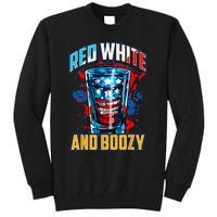 Red White & Boozy Patriotic American Whiskey Drinker Alcohol Tall Sweatshirt