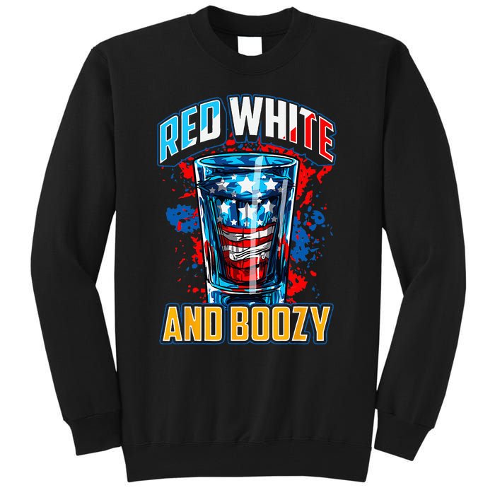 Red White & Boozy Patriotic American Whiskey Drinker Alcohol Tall Sweatshirt