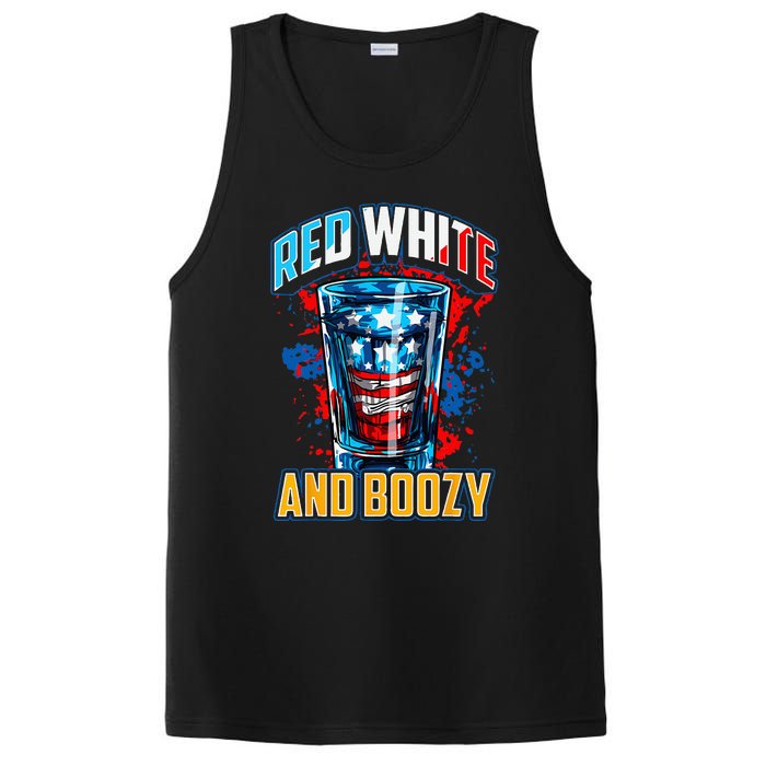 Red White & Boozy Patriotic American Whiskey Drinker Alcohol PosiCharge Competitor Tank