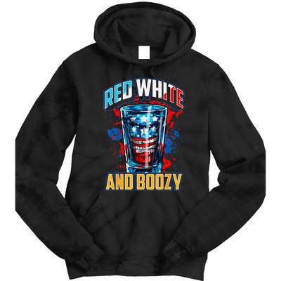 Red White & Boozy Patriotic American Whiskey Drinker Alcohol Tie Dye Hoodie