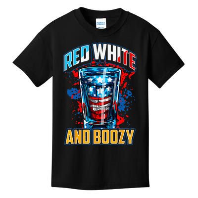 Red White & Boozy Patriotic American Whiskey Drinker Alcohol Kids T-Shirt