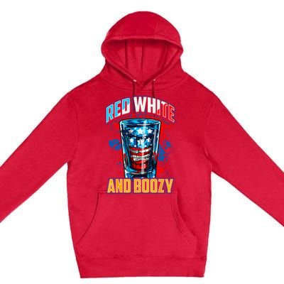 Red White & Boozy Patriotic American Whiskey Drinker Alcohol Premium Pullover Hoodie