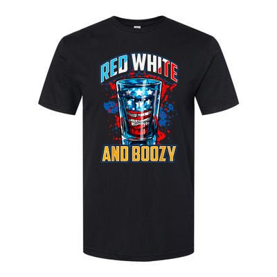 Red White & Boozy Patriotic American Whiskey Drinker Alcohol Softstyle CVC T-Shirt