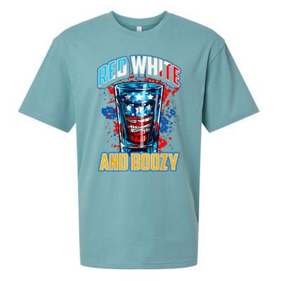 Red White & Boozy Patriotic American Whiskey Drinker Alcohol Sueded Cloud Jersey T-Shirt