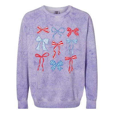 Red White Blue Coquette Bows 4th Of July Colorblast Crewneck Sweatshirt