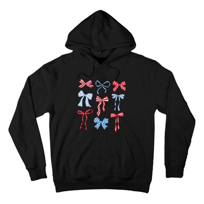 Red White Blue Coquette Bows 4th Of July Hoodie