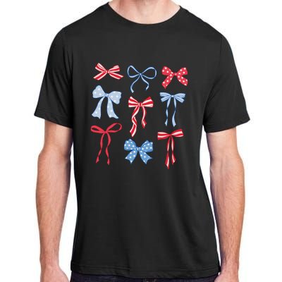 Red White Blue Coquette Bows 4th Of July Adult ChromaSoft Performance T-Shirt